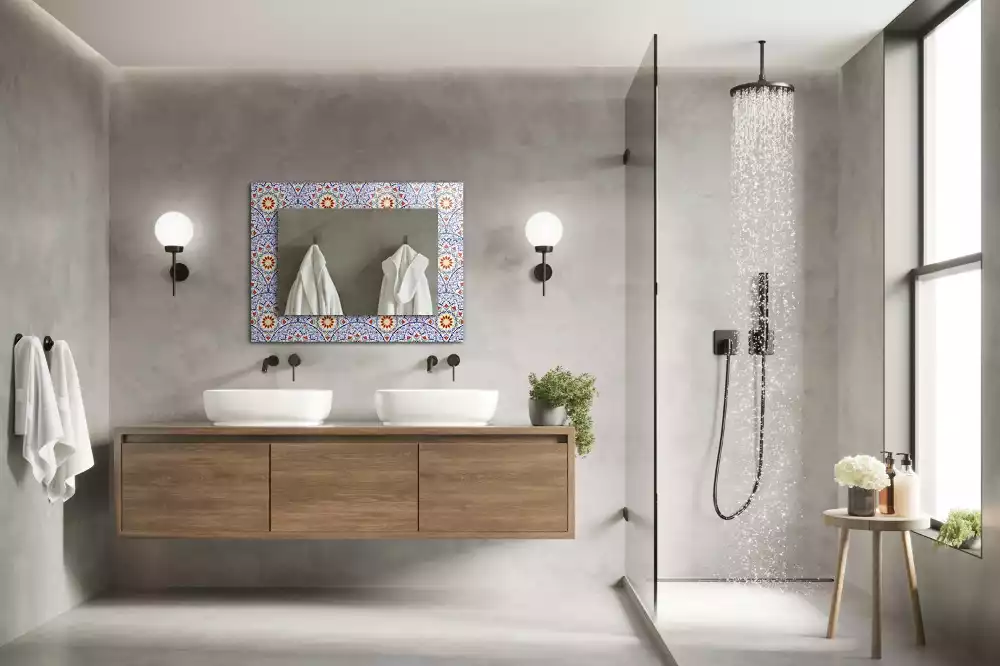 Oglindă dreptunghiulară cu decor mandala