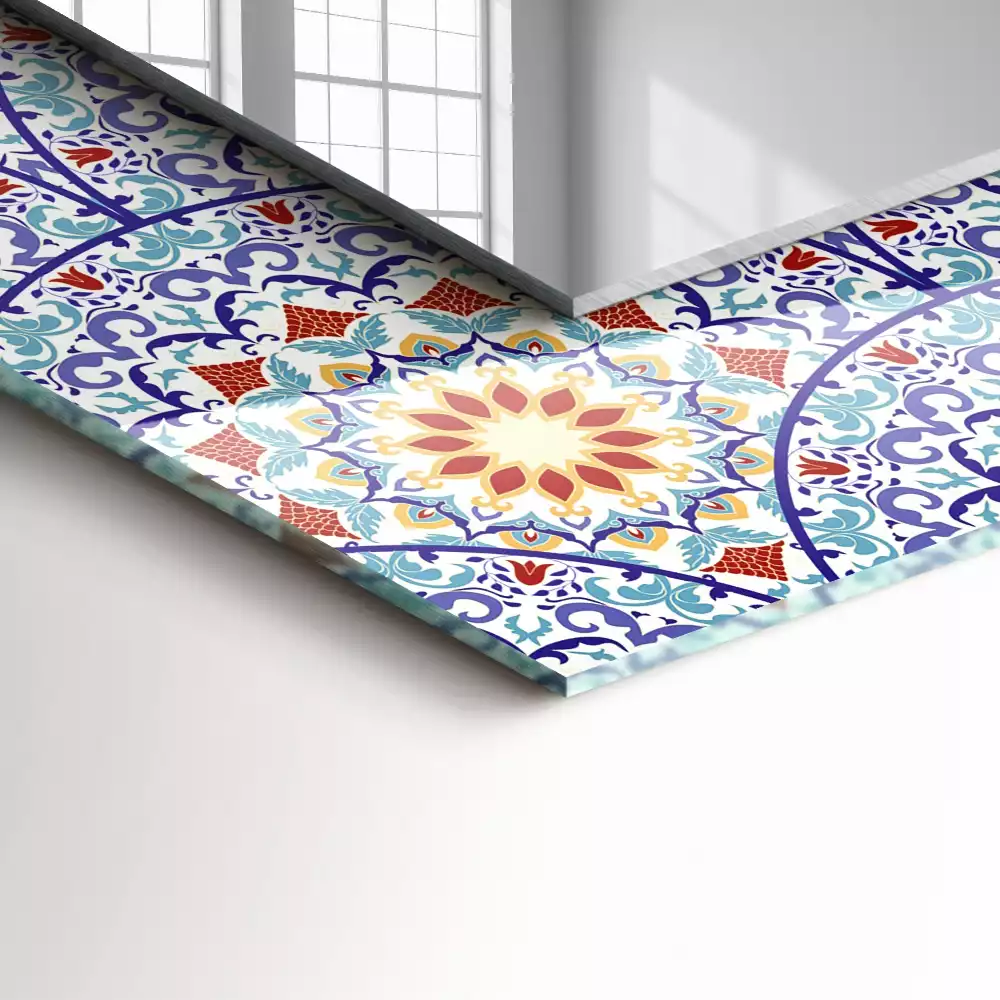 Oglindă dreptunghiulară cu decor mandala