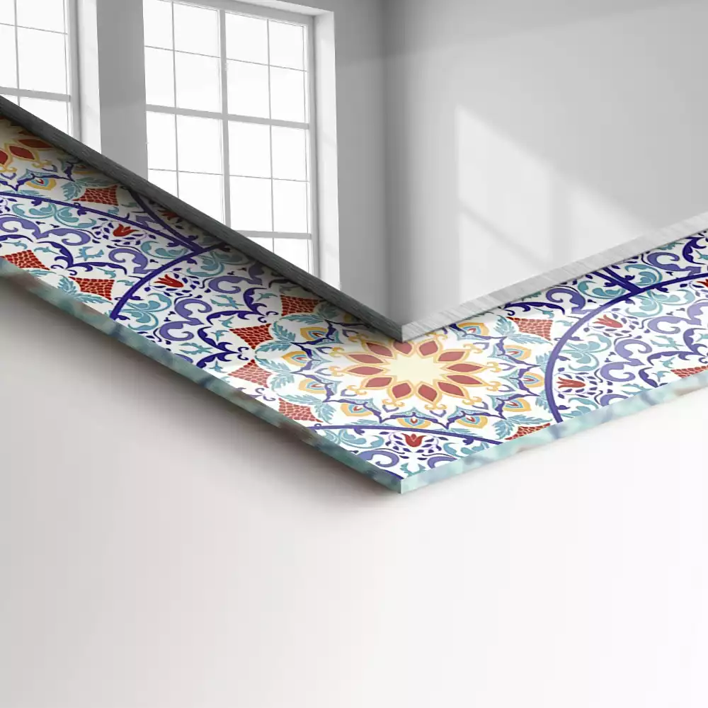 Oglindă dreptunghiulară cu decor mandala