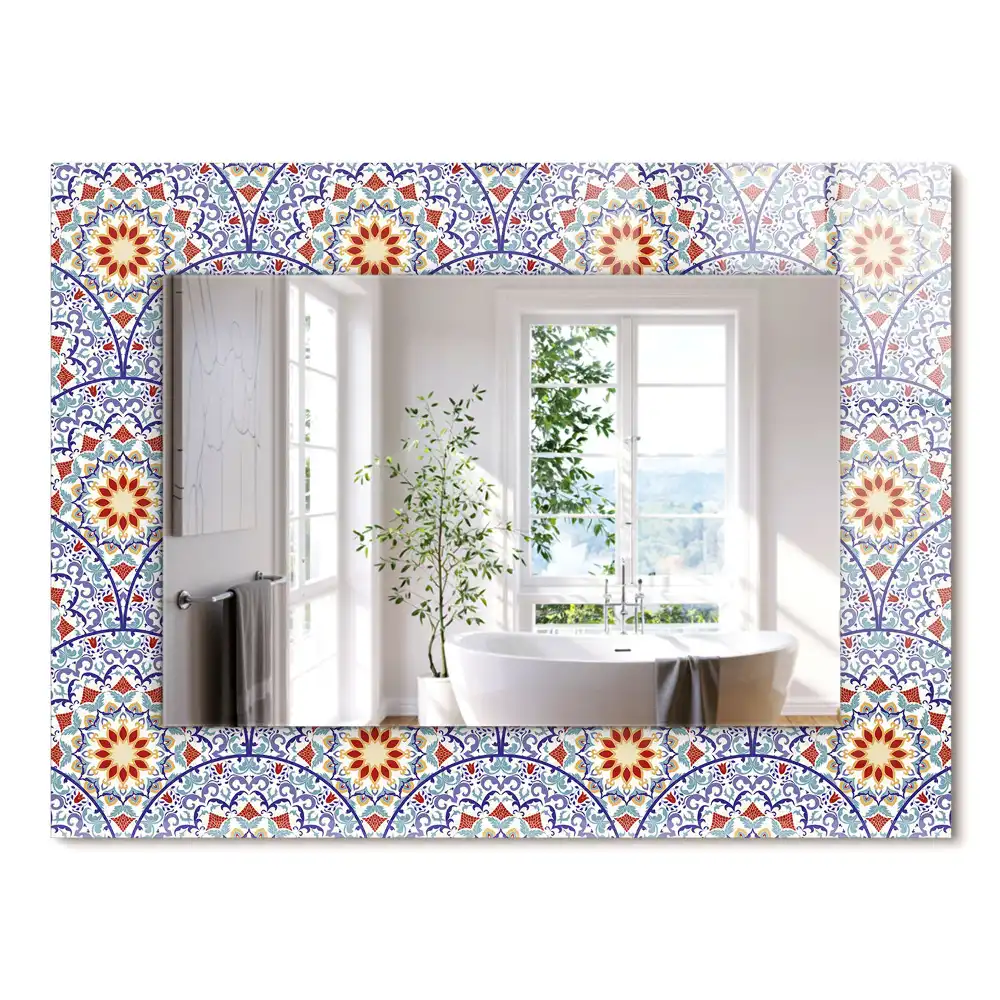 Oglindă dreptunghiulară cu decor mandala