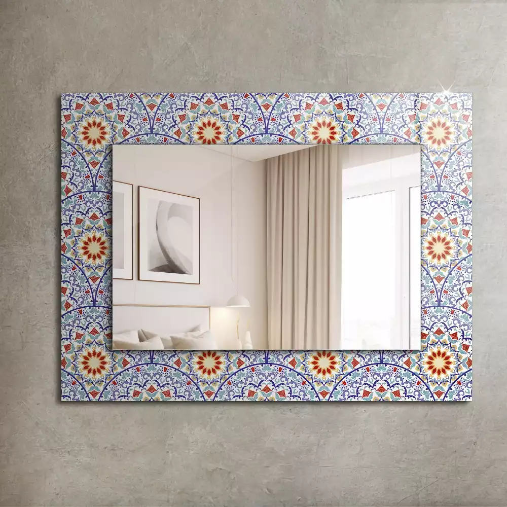 Oglindă dreptunghiulară cu decor mandala