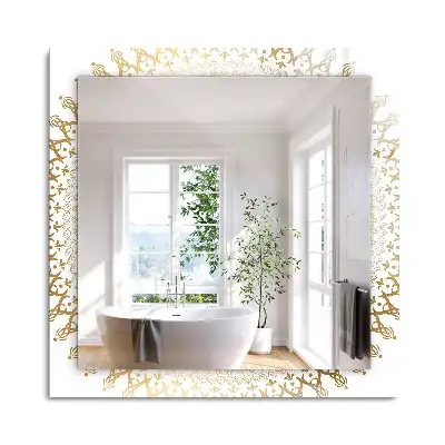 Oglindă decorativă de perete dreptunghiulară cu model mandala