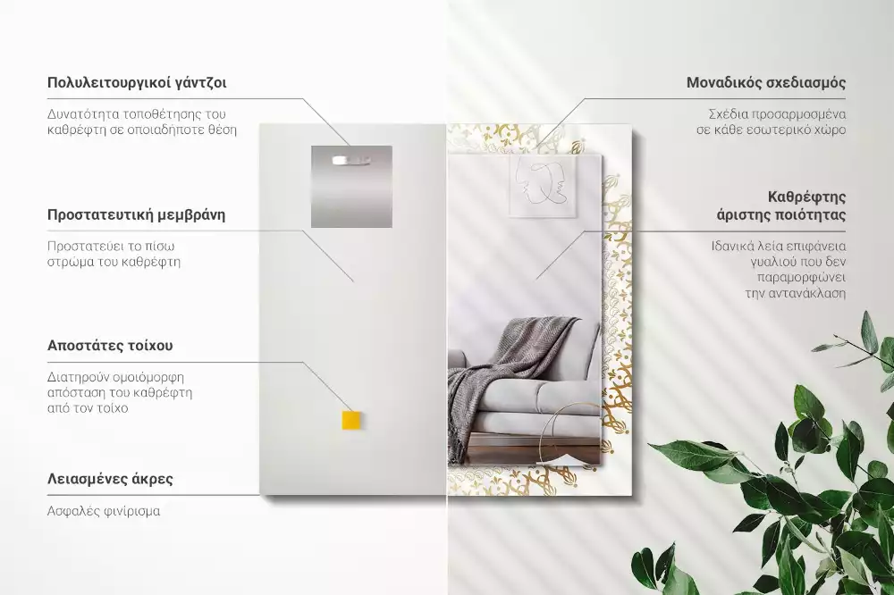 Oglindă decorativă de perete dreptunghiulară cu model mandala