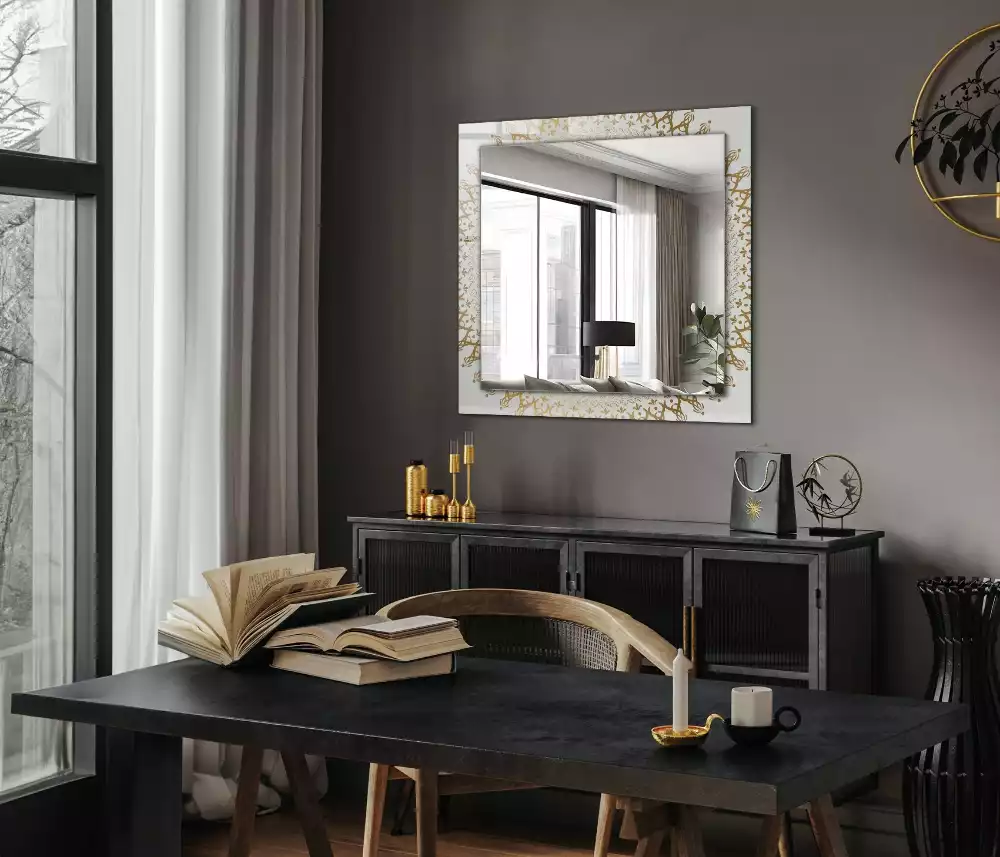 Oglindă decorativă de perete dreptunghiulară cu model mandala