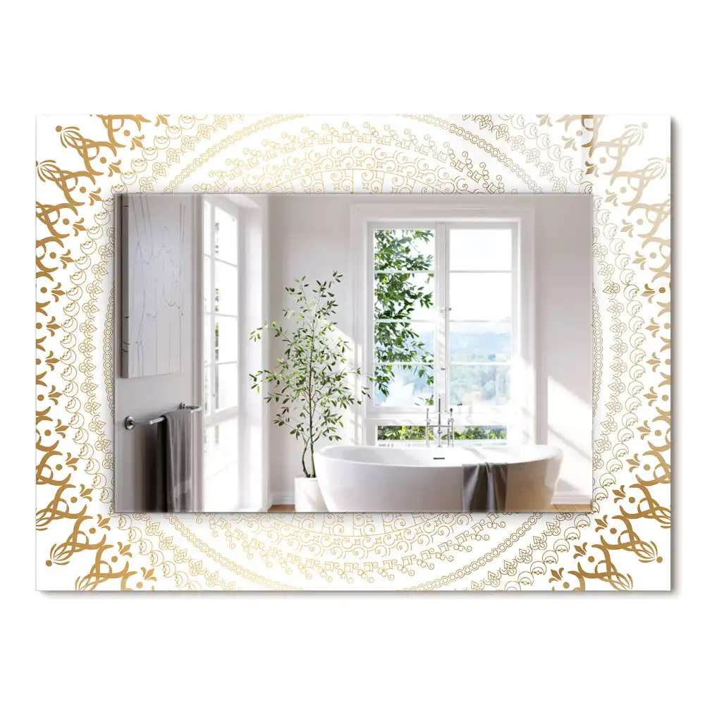 Oglindă decorativă de perete dreptunghiulară cu model mandala
