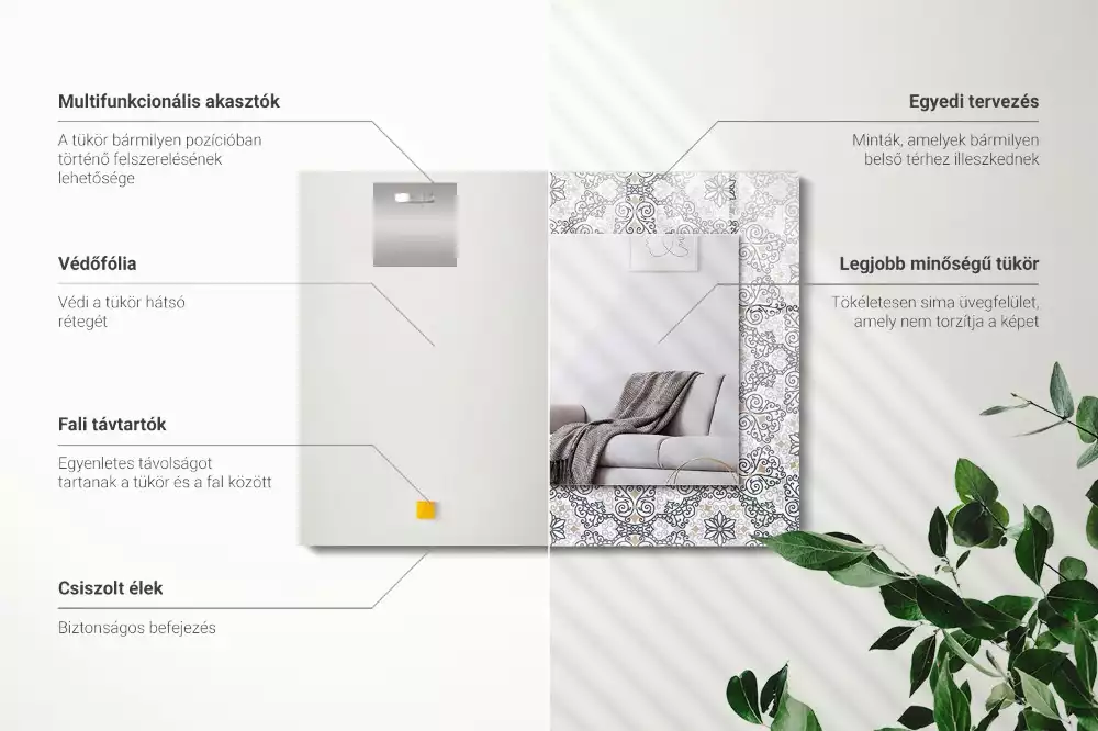 Oglindă dreptunghiulară cu decor ornamental