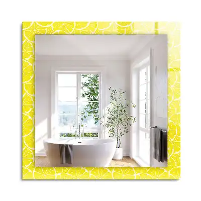 Oglindă dreptunghiulară decorativă de perete cu model felii de lămâie