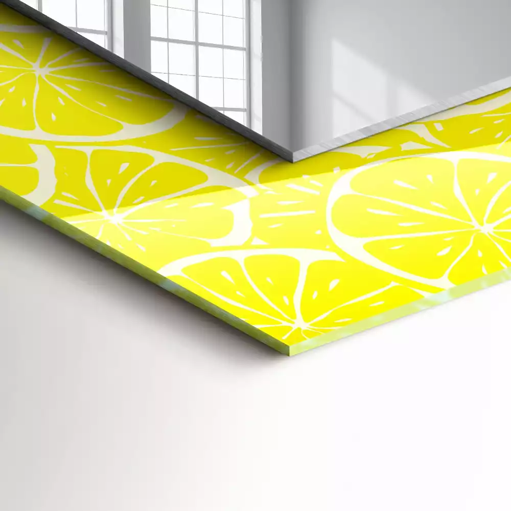 Oglindă dreptunghiulară decorativă de perete cu model felii de lămâie