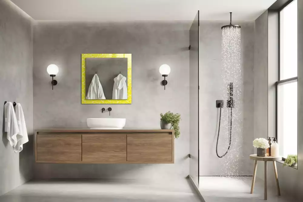 Oglindă dreptunghiulară decorativă de perete cu model felii de lămâie