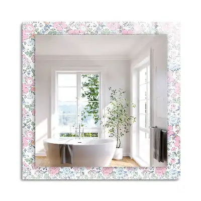 Oglindă dreptunghiulară cu decor floral din țesătură