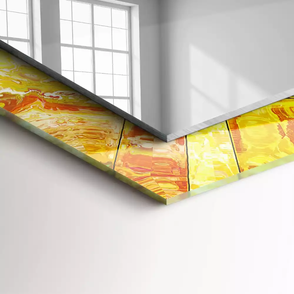 Oglindă dreptunghiulară cu imprimeu mozaic abstract colorat
