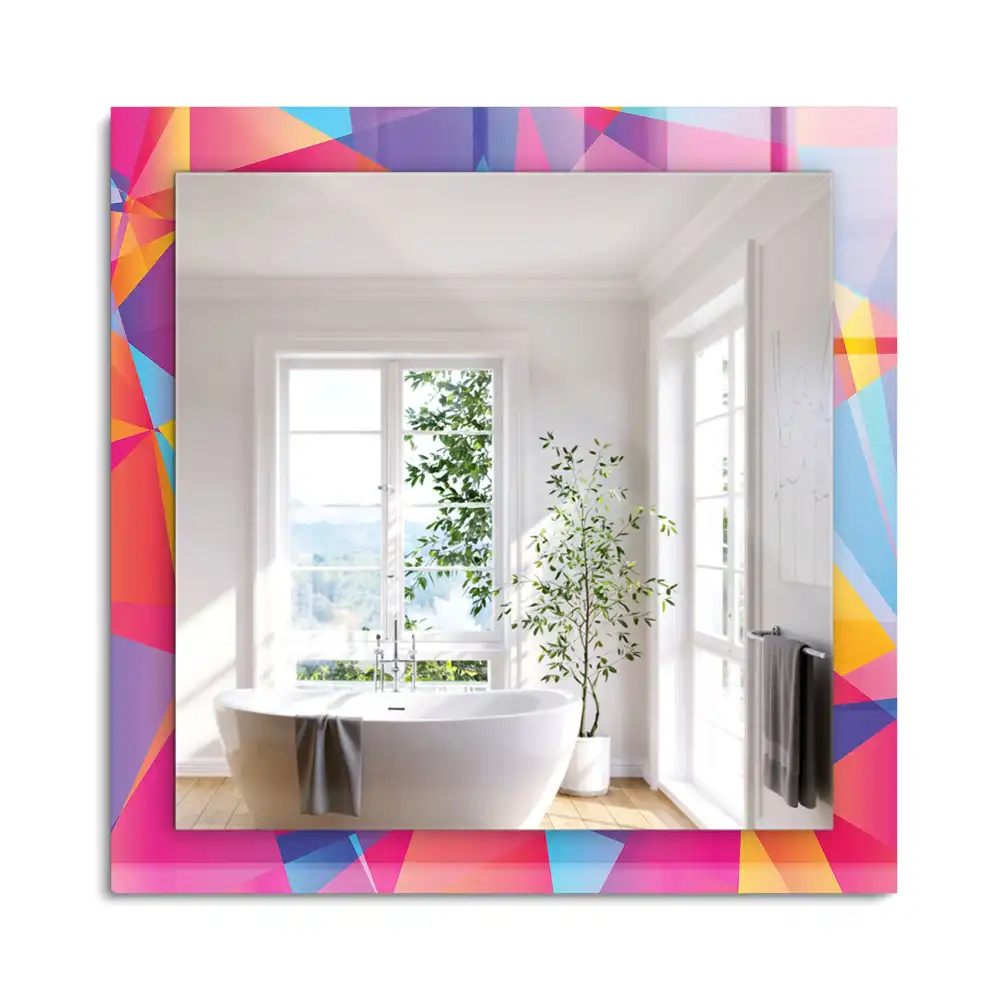 Oglindă dreptunghiulară cu decor geometric colorat