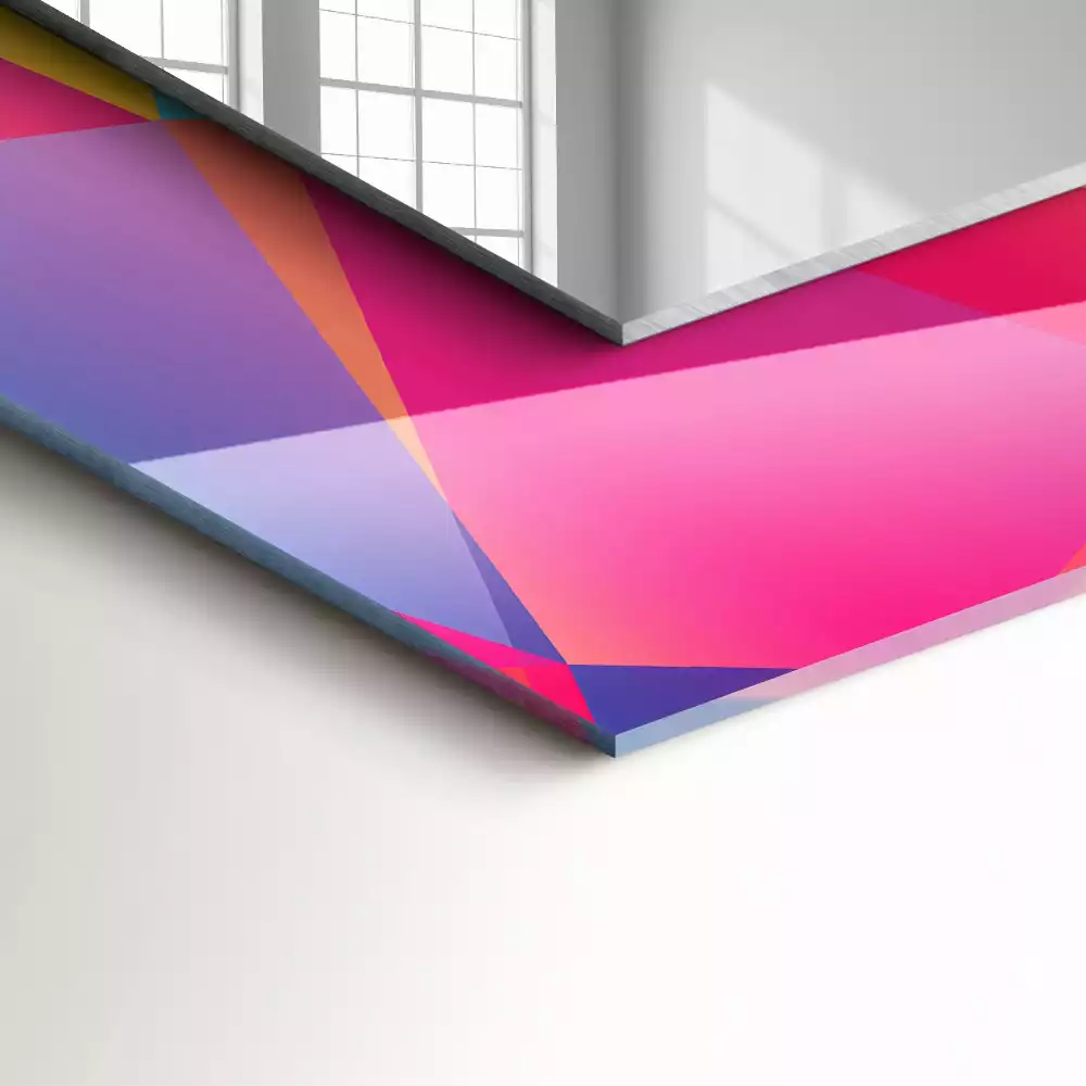 Oglindă dreptunghiulară cu decor geometric colorat