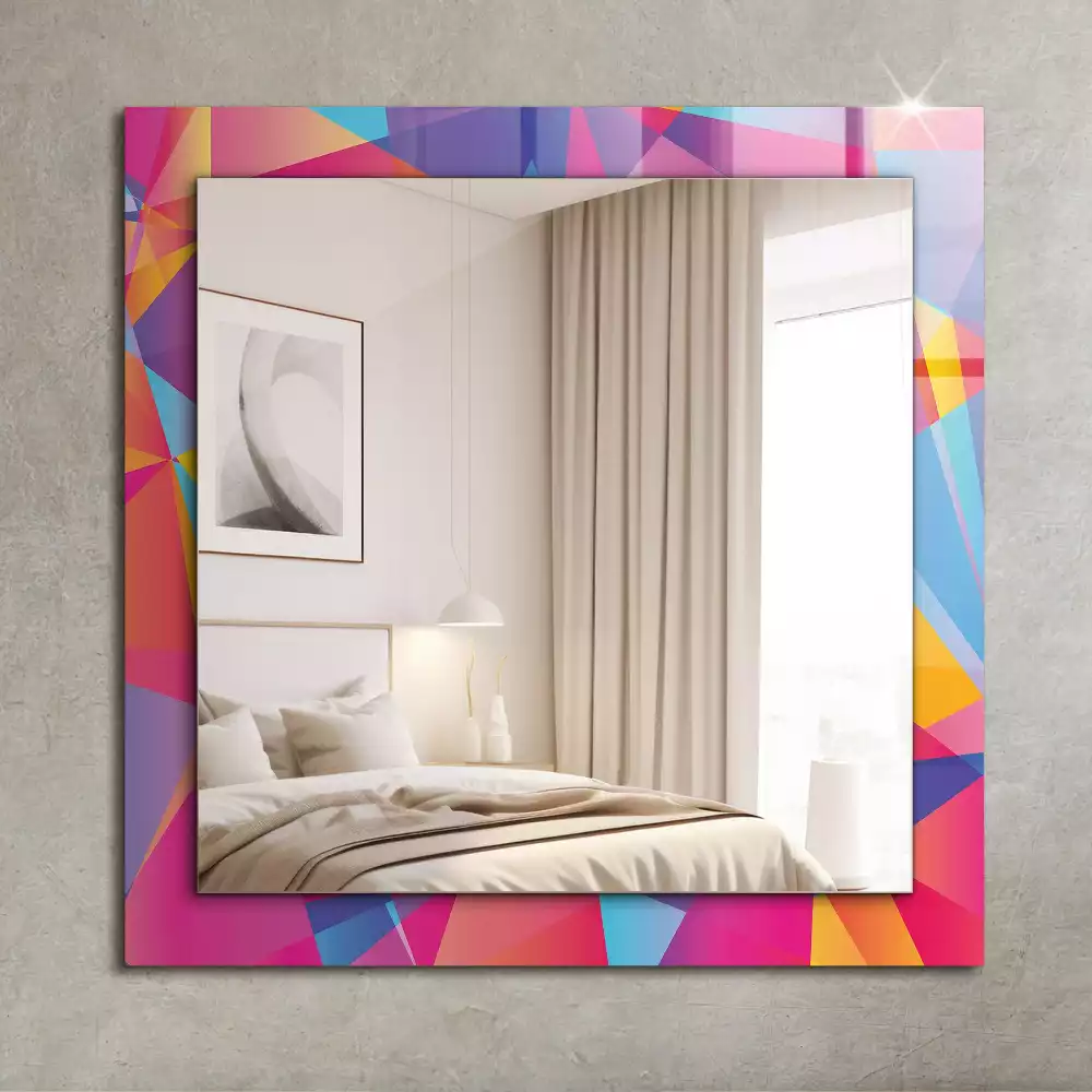 Oglindă dreptunghiulară cu decor geometric colorat