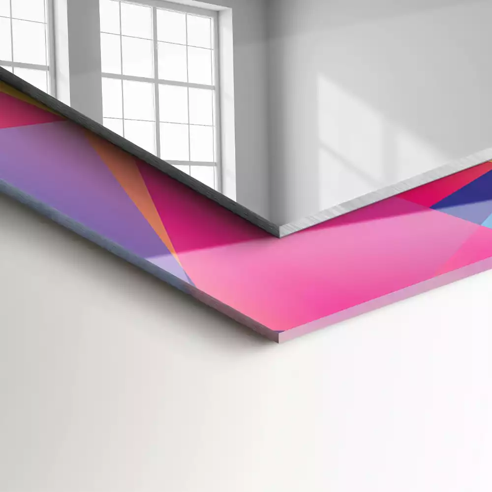 Oglindă dreptunghiulară cu decor geometric colorat