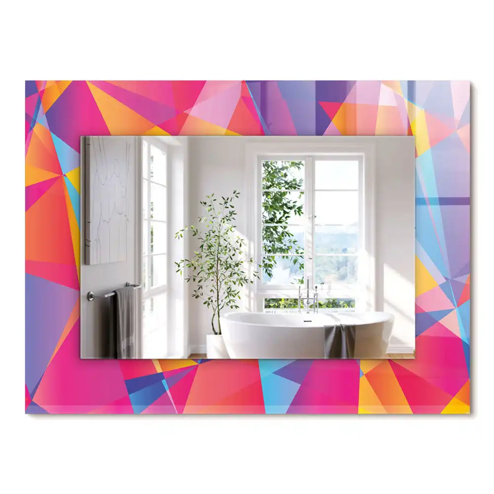 Oglindă dreptunghiulară cu decor geometric colorat