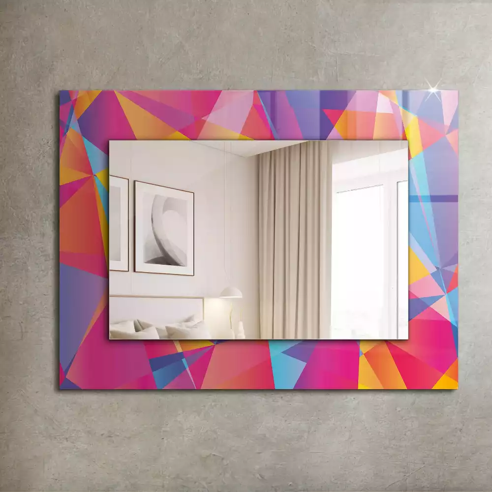 Oglindă dreptunghiulară cu decor geometric colorat