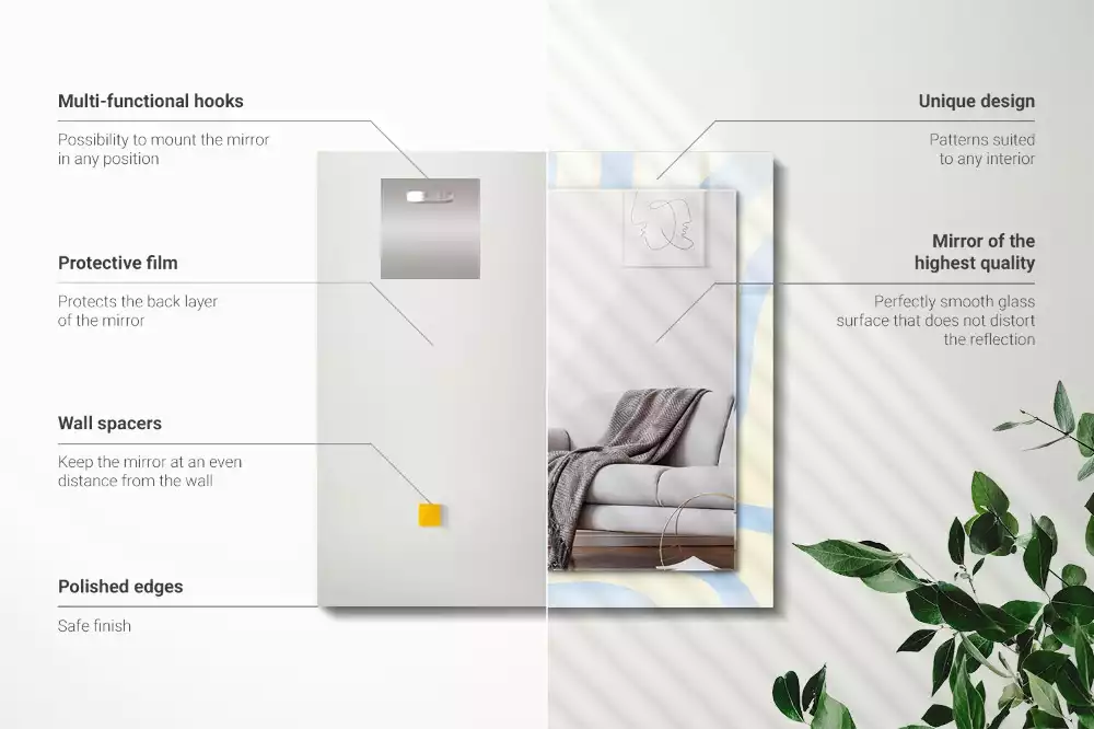 Oglindă dreptunghiulară de perete cu model abstract ondulat