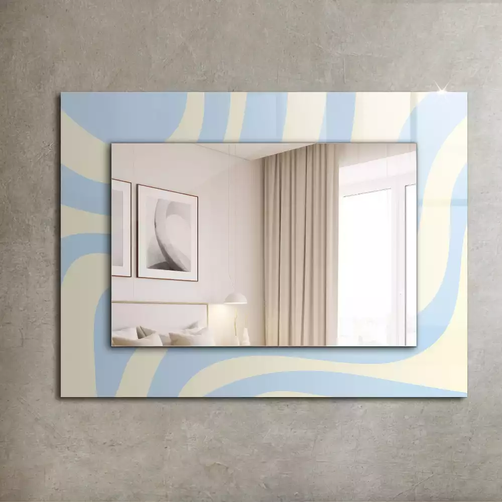 Oglindă dreptunghiulară de perete cu model abstract ondulat