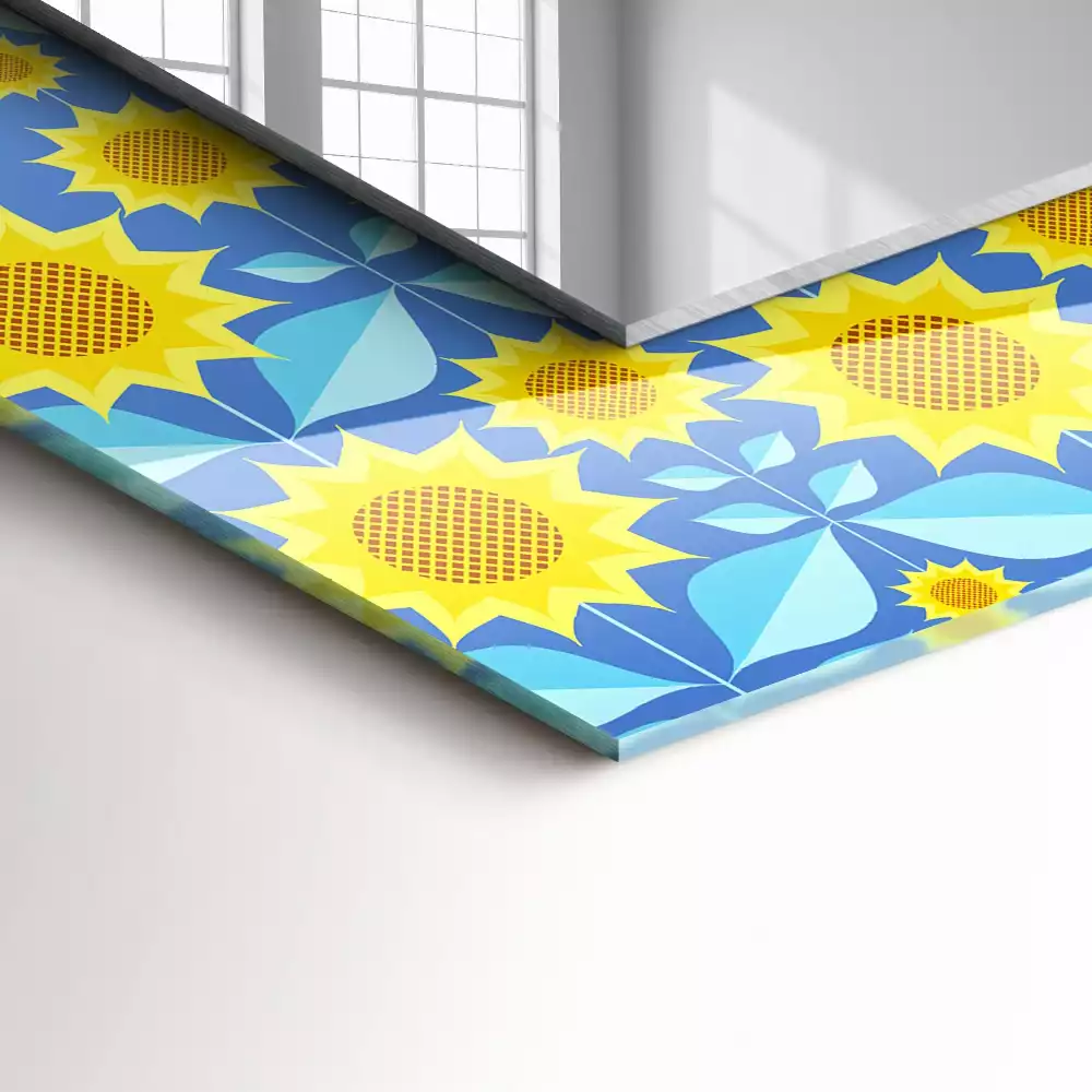 Oglindă dreptunghiulară cu imprimeu model frunze de floarea-soarelui