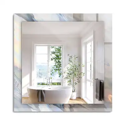 Oglindă dreptunghiulară de perete cu model abstract colorat