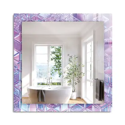 Oglindă dreptunghiulară cu ramă decorată cu imprimeu de cuburi transparente colorate