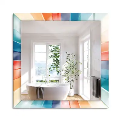 Oglindă dreptunghiulară cu decor raze de lumină colorate
