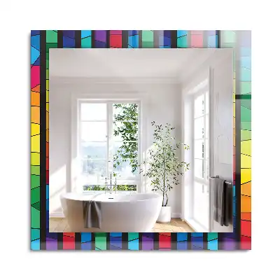 Oglindă dreptunghiulară decorativă cu dungi tip vitraliu