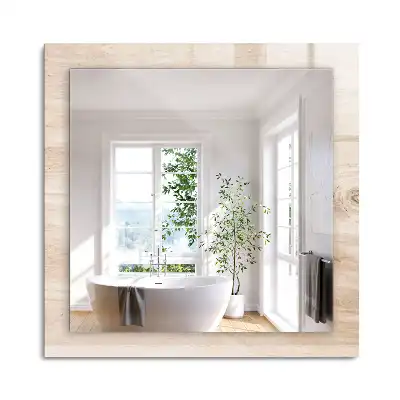 Oglindă dreptunghiulară decorativă de perete din lemn cu noduri