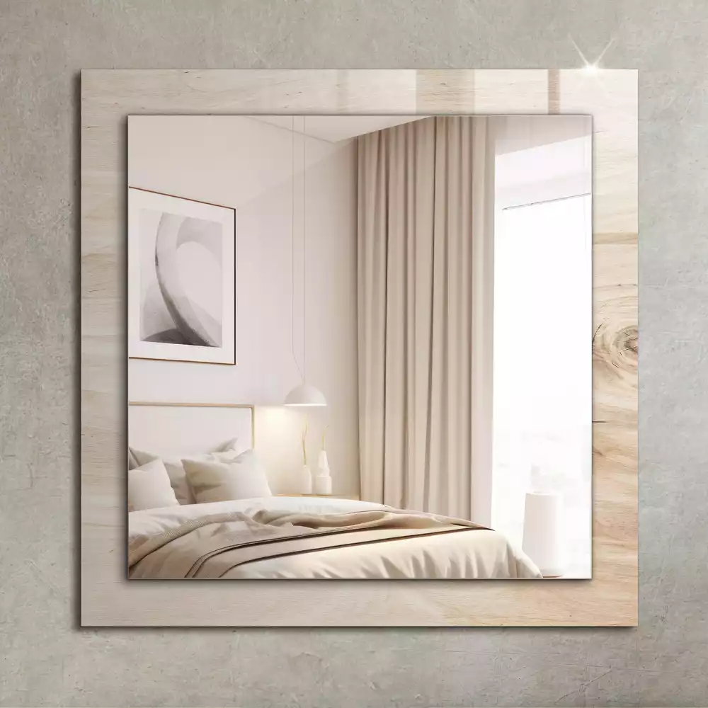 Oglindă dreptunghiulară decorativă de perete din lemn cu noduri