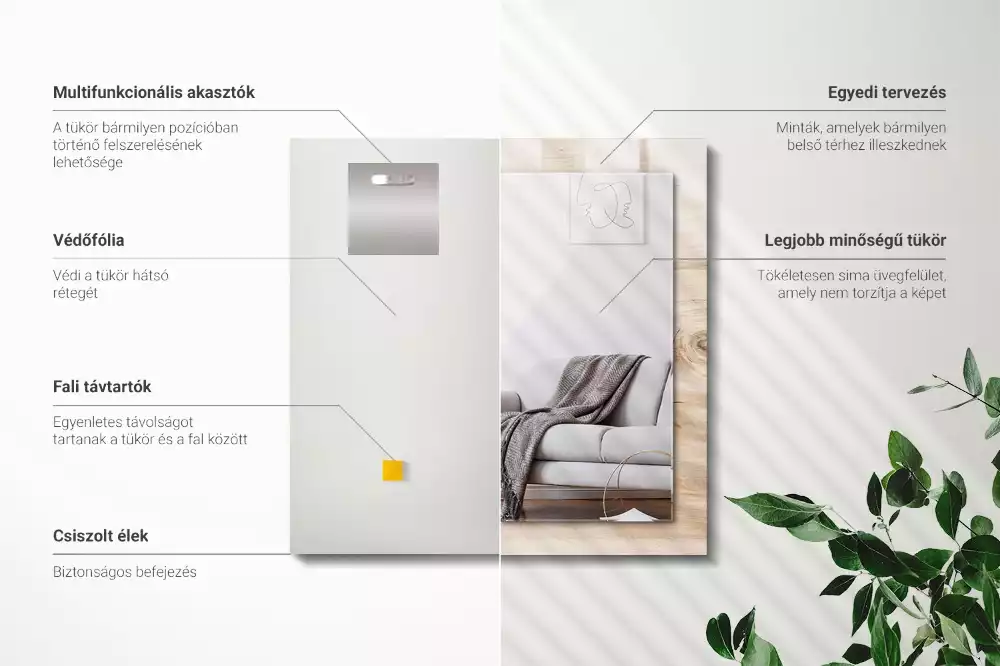 Oglindă dreptunghiulară decorativă de perete din lemn cu noduri