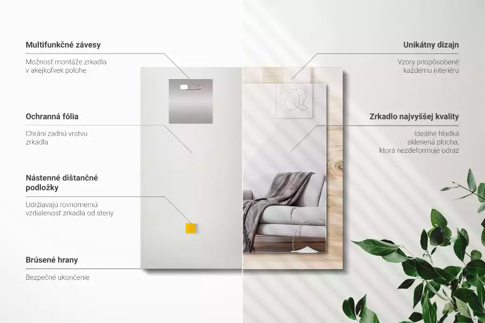 Oglindă dreptunghiulară decorativă de perete din lemn cu noduri