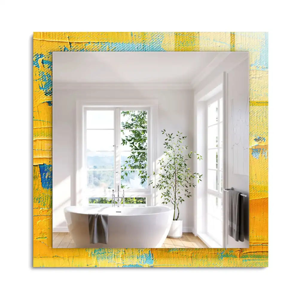 Oglindă dreptunghiulară cu decor pictură abstractă în ulei