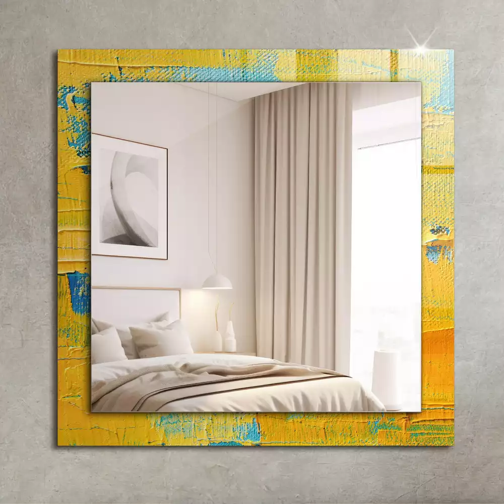 Oglindă dreptunghiulară cu decor pictură abstractă în ulei