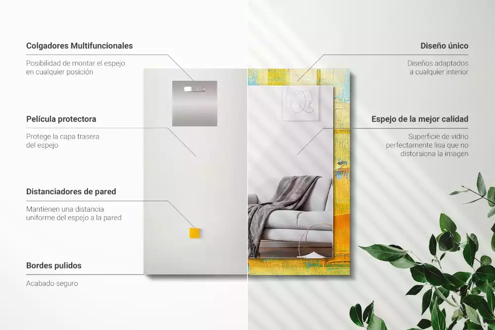 Oglindă dreptunghiulară cu decor pictură abstractă în ulei
