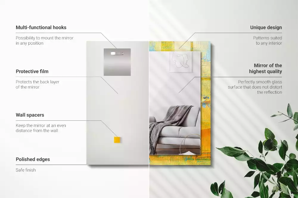 Oglindă dreptunghiulară cu decor pictură abstractă în ulei
