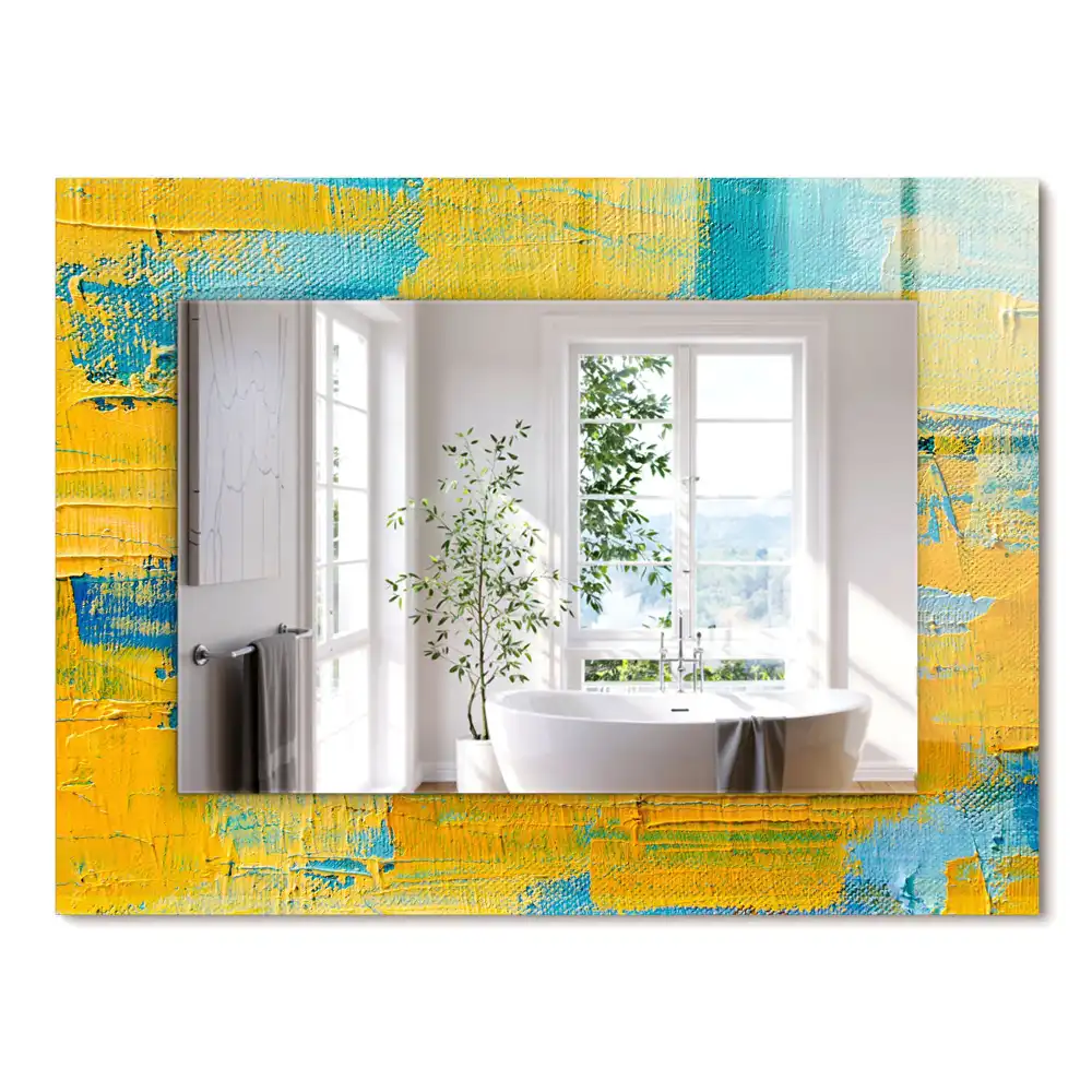 Oglindă dreptunghiulară cu decor pictură abstractă în ulei