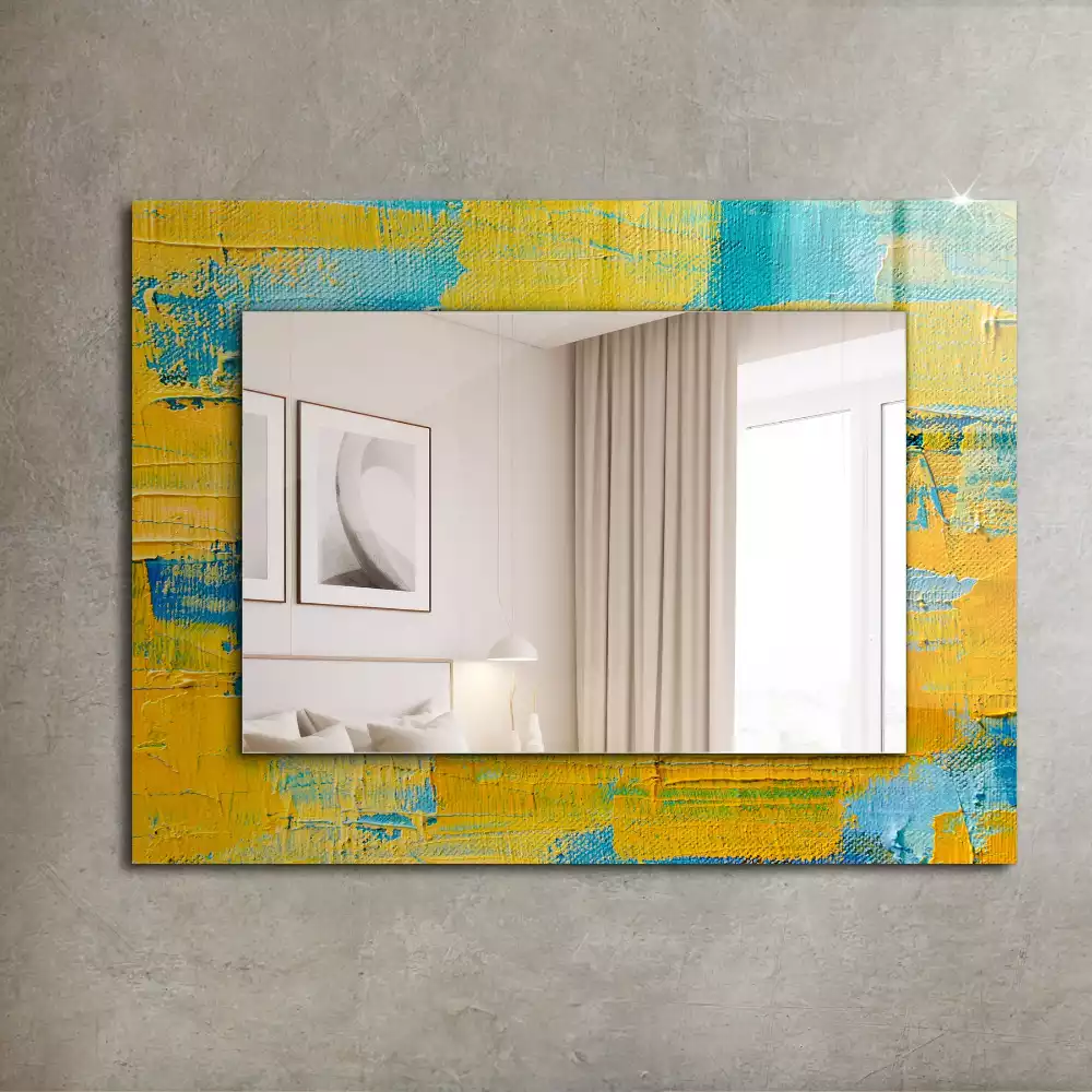 Oglindă dreptunghiulară cu decor pictură abstractă în ulei
