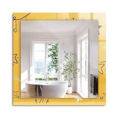 Oglindă decorativă de perete dreptunghiulară cu model cu stele