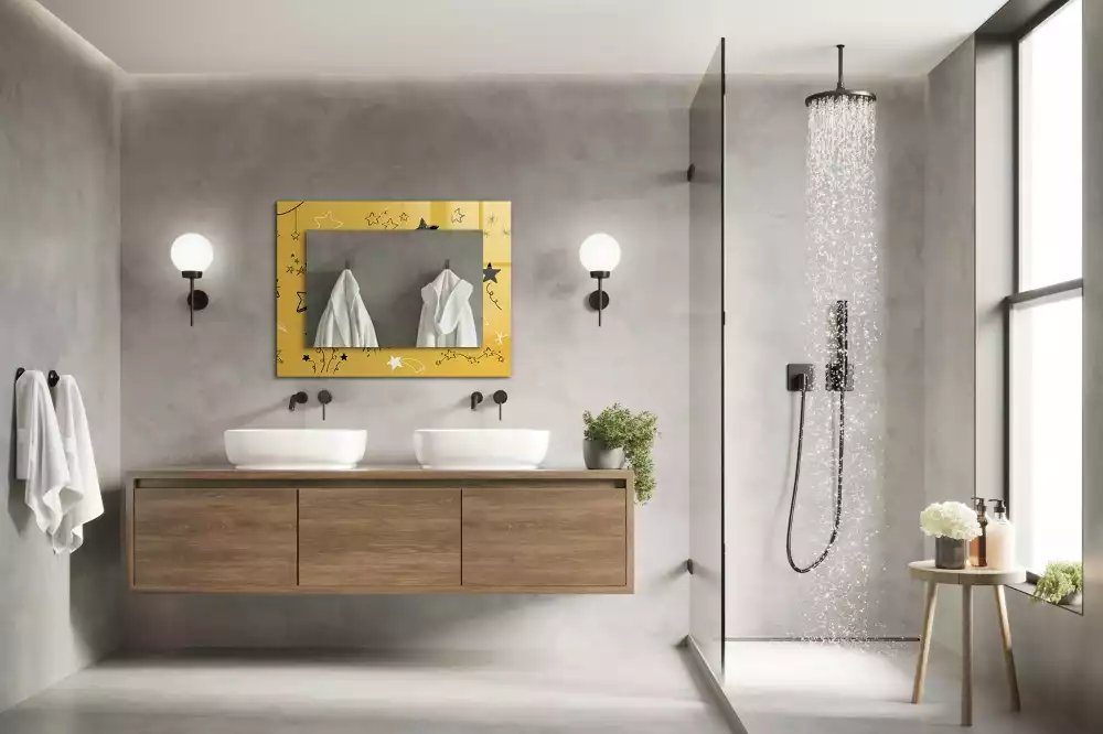 Oglindă decorativă de perete dreptunghiulară cu model cu stele