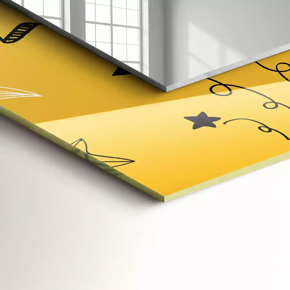 Oglindă decorativă de perete dreptunghiulară cu model cu stele