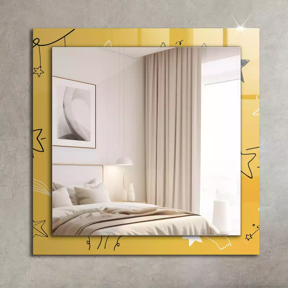Oglindă decorativă de perete dreptunghiulară cu model cu stele