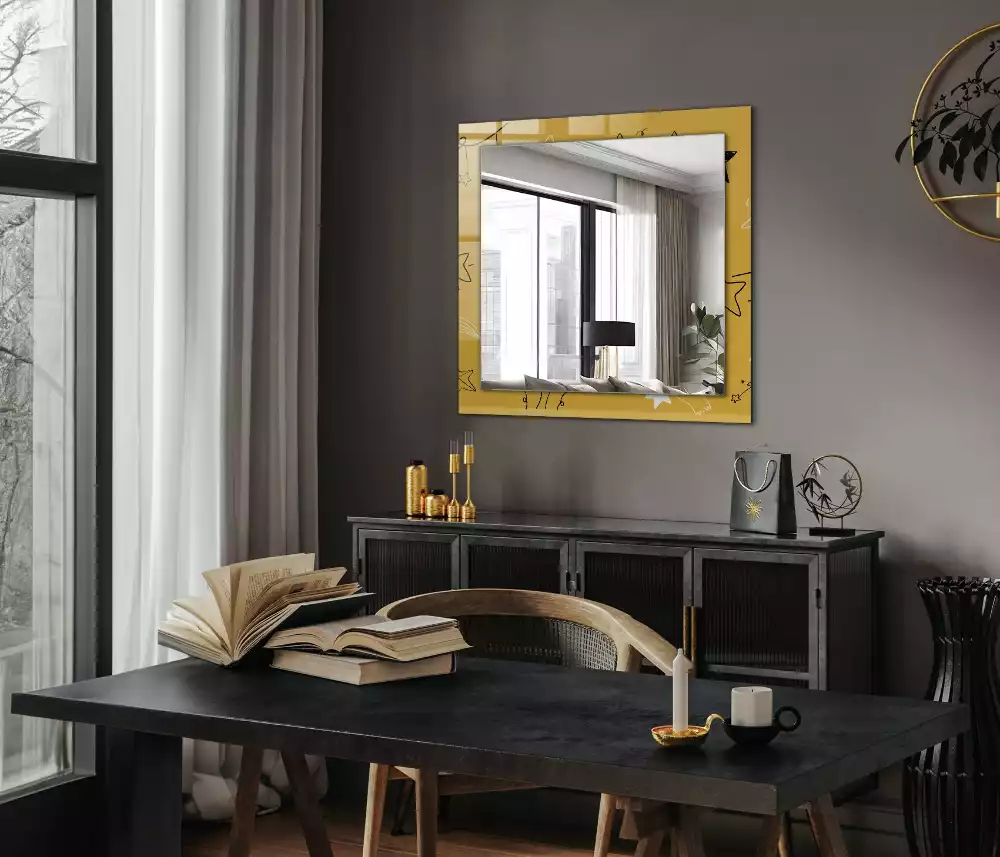 Oglindă decorativă de perete dreptunghiulară cu model cu stele