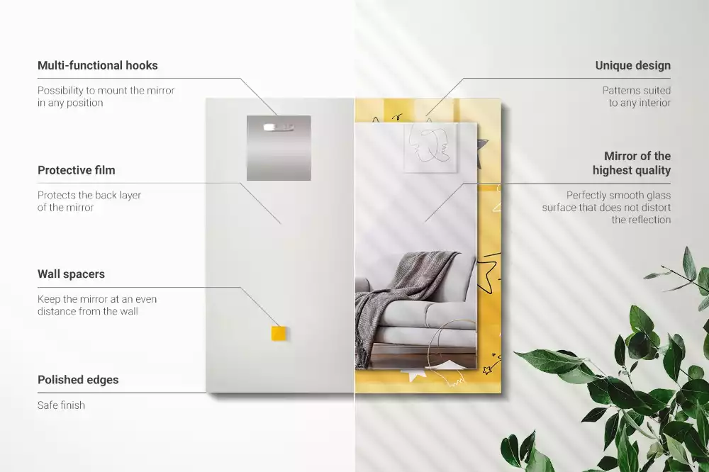 Oglindă decorativă de perete dreptunghiulară cu model cu stele