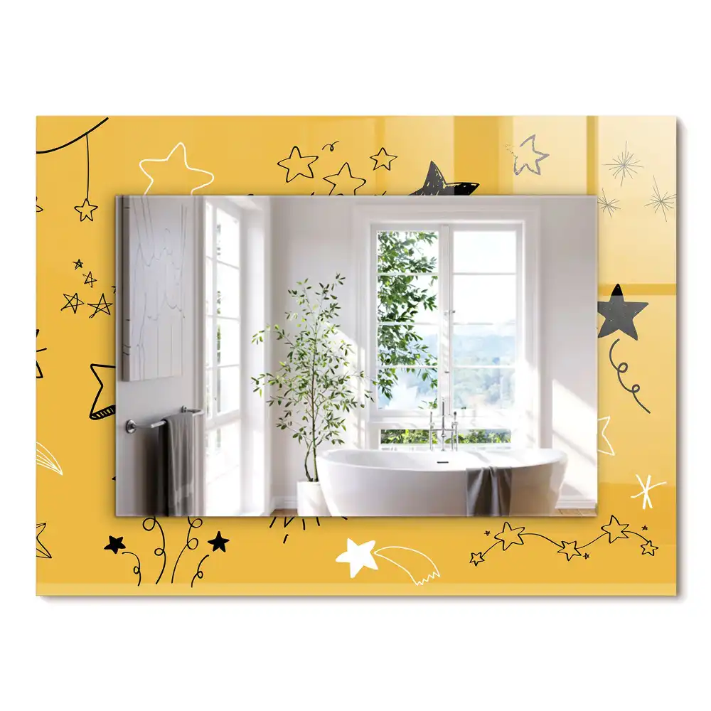 Oglindă decorativă de perete dreptunghiulară cu model cu stele