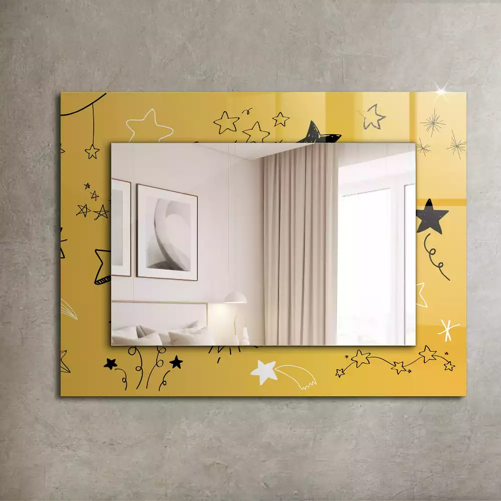 Oglindă decorativă de perete dreptunghiulară cu model cu stele
