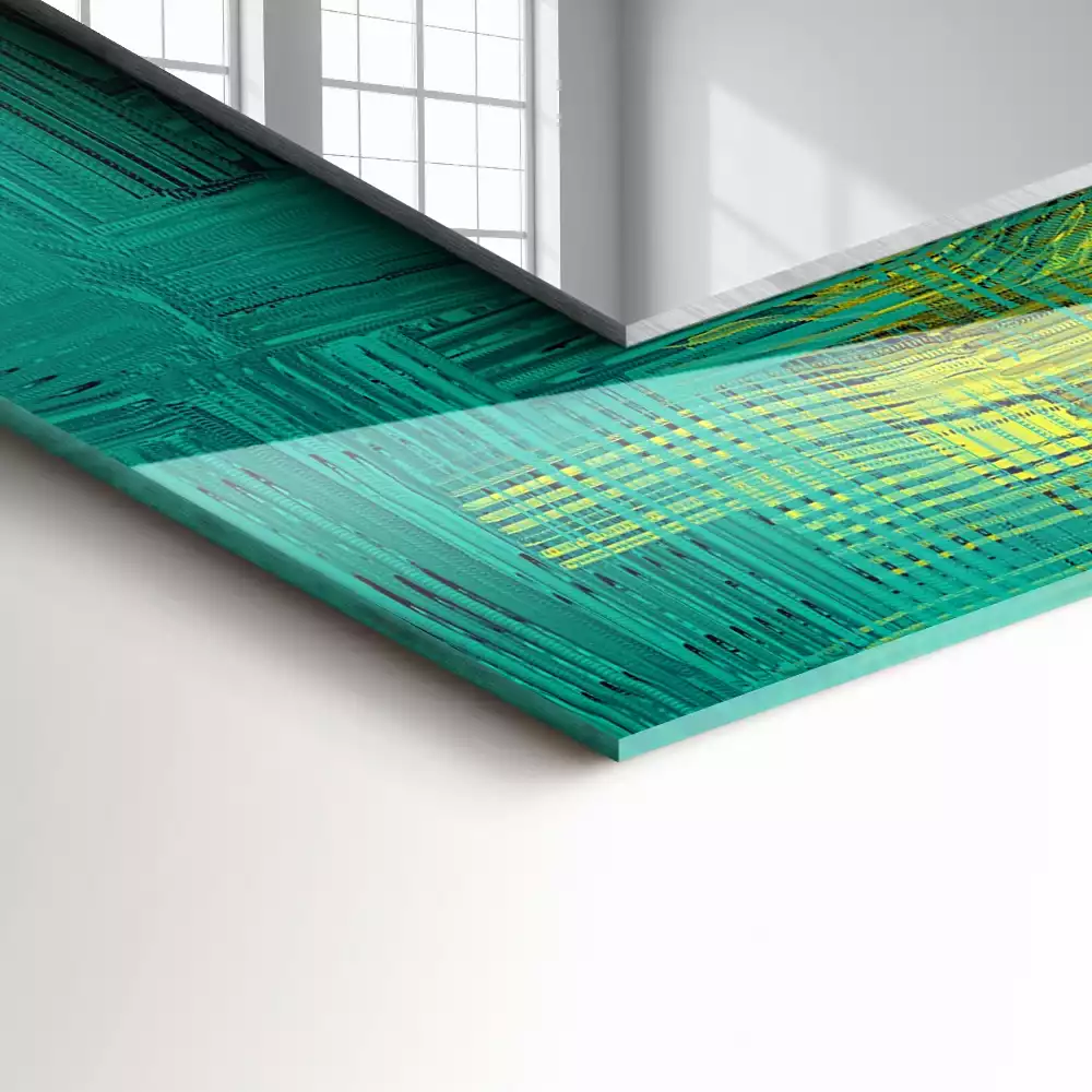 Oglindă dreptunghiulară cu imprimeu abstract colorat
