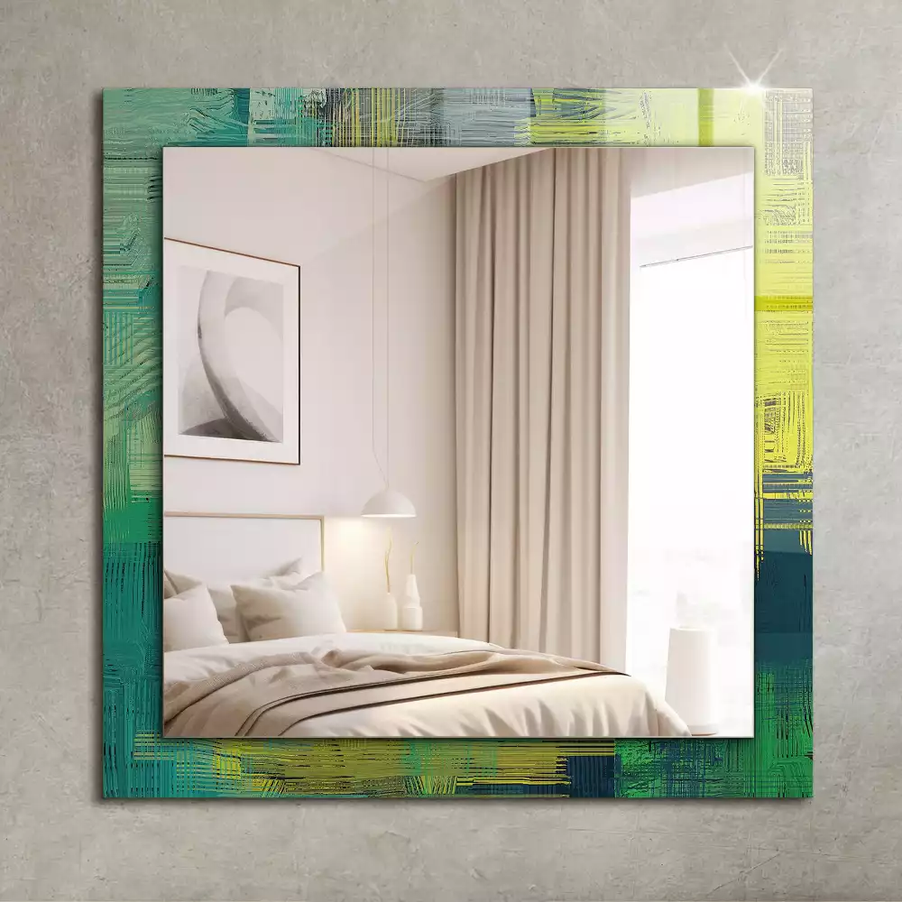 Oglindă dreptunghiulară cu imprimeu abstract colorat