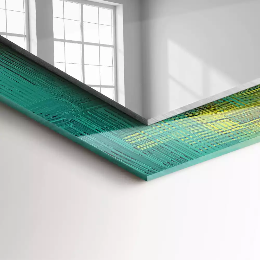 Oglindă dreptunghiulară cu imprimeu abstract colorat