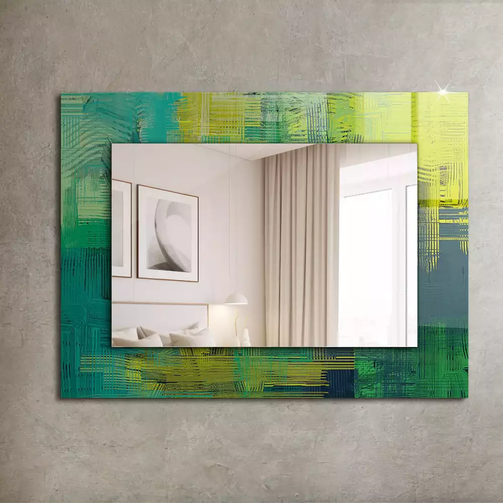 Oglindă dreptunghiulară cu imprimeu abstract colorat